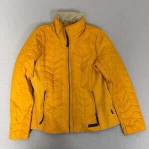 G.H. Bass & Co Yellow Quilted Jacket Women’s Medium Full Zip Mock Neck